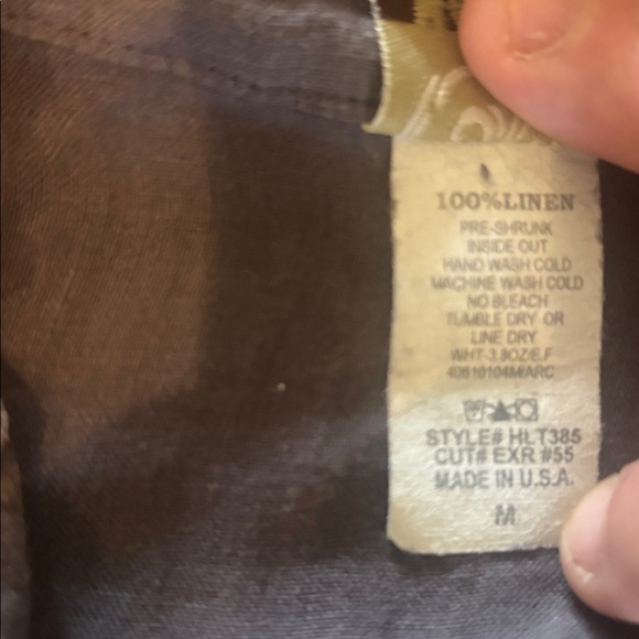 Blue linen Button-Up Blouse - Picture 4 of 5